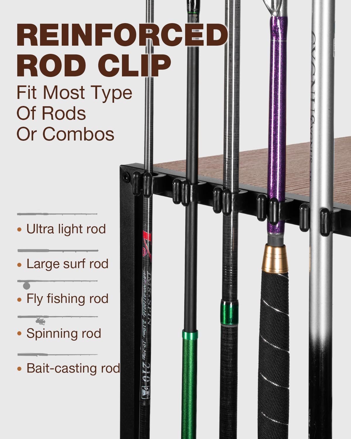 Vertical storage design saving space for fishing gear