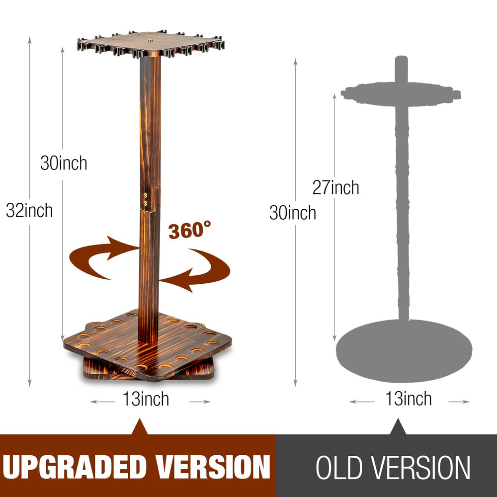 Modern wooden fishing rod storage rack in a garage