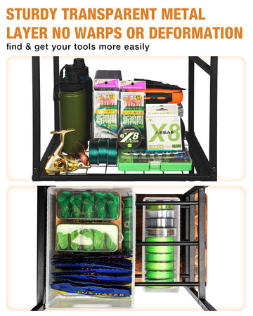 Retro wooden top board used as a work surface for reel maintenance.