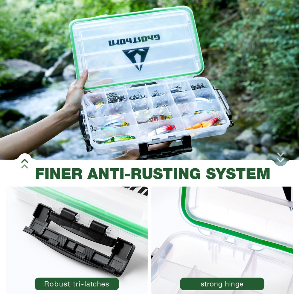 Ghosthorn transparent dividers boost visibility for quick bait changes.