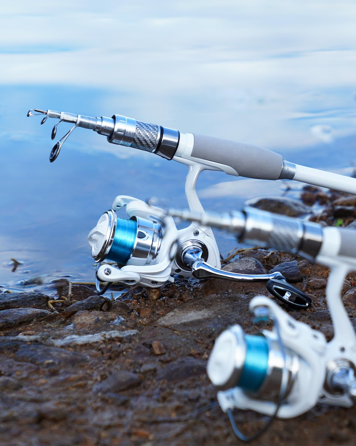 Ghosthorn travel-ready kit with two rod-reel combos for trips and camping.