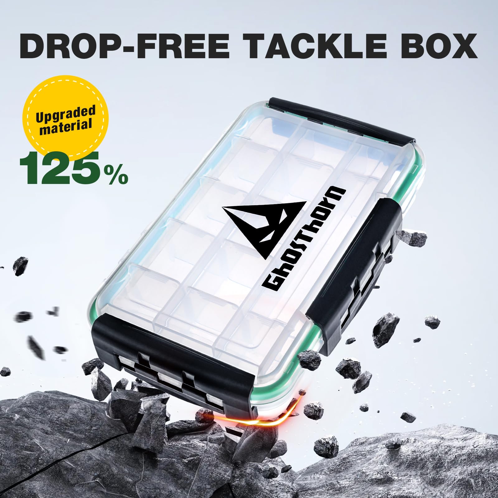 Ghosthorn tackle box shows its waterproof seal and sturdy cam latches