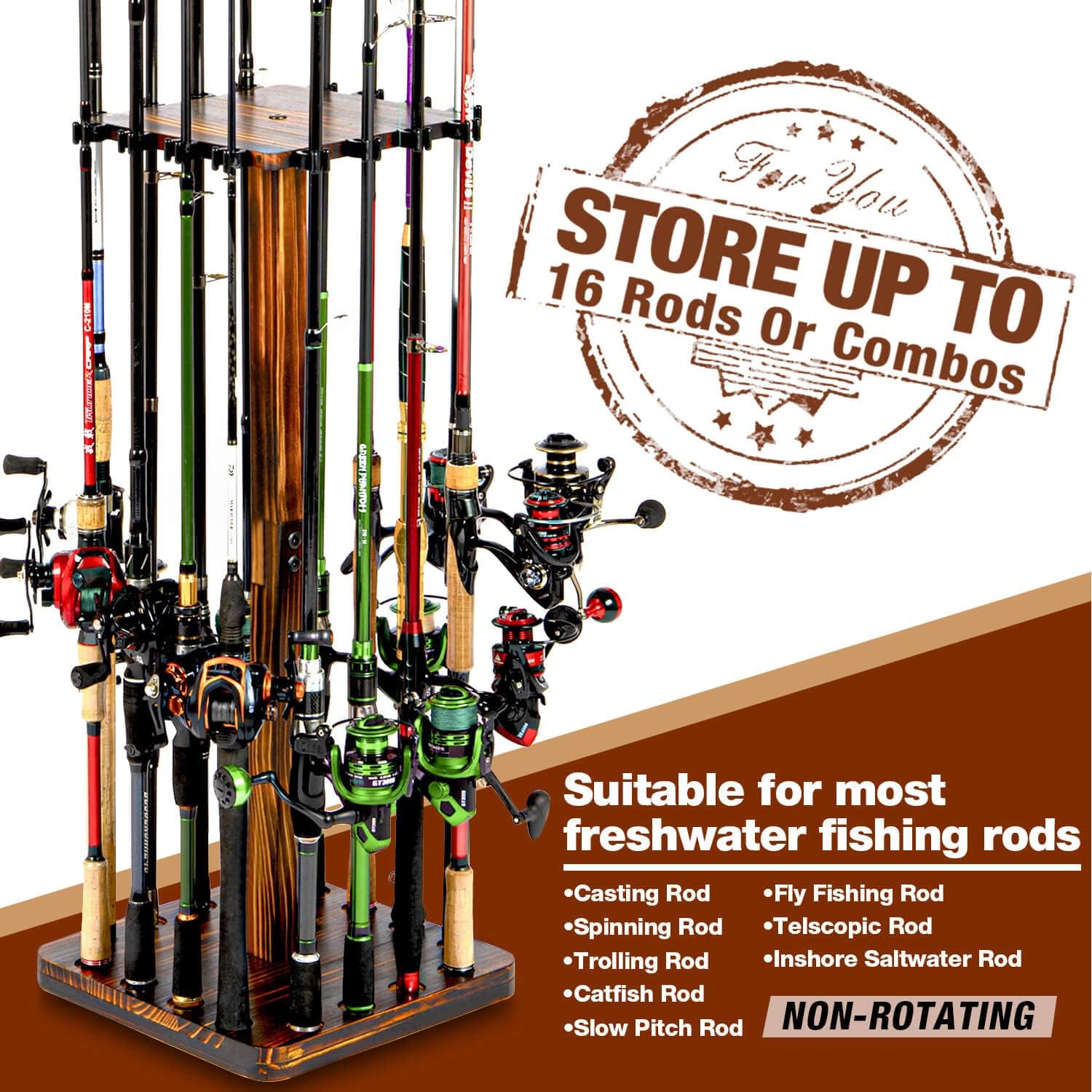 Wood floor stand base of Ghosthorn rod rack