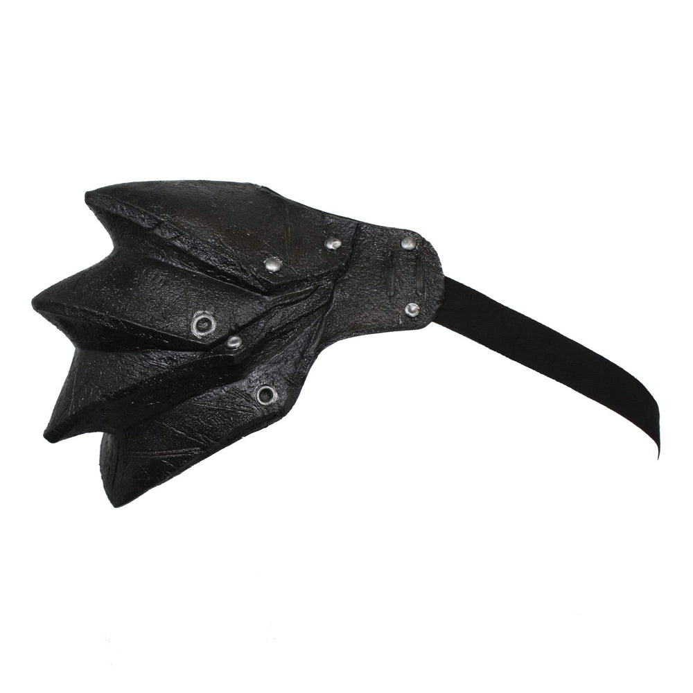 Close-up rivets and scratches on Ghoulish Productions pauldron highlight rugged detail for cosplay realism