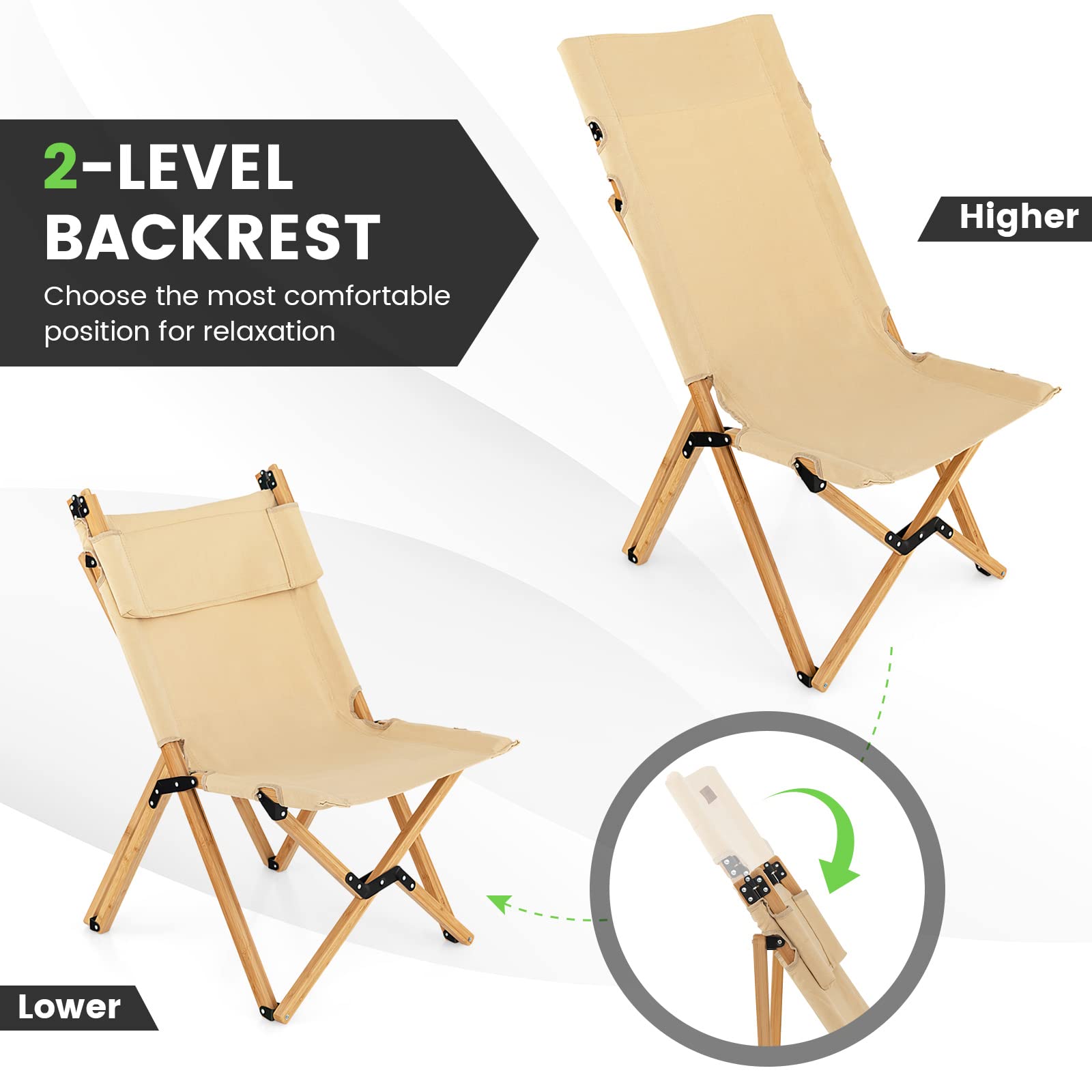 Giantex bamboo frame close-up illustrates sturdy construction for 330 lb support