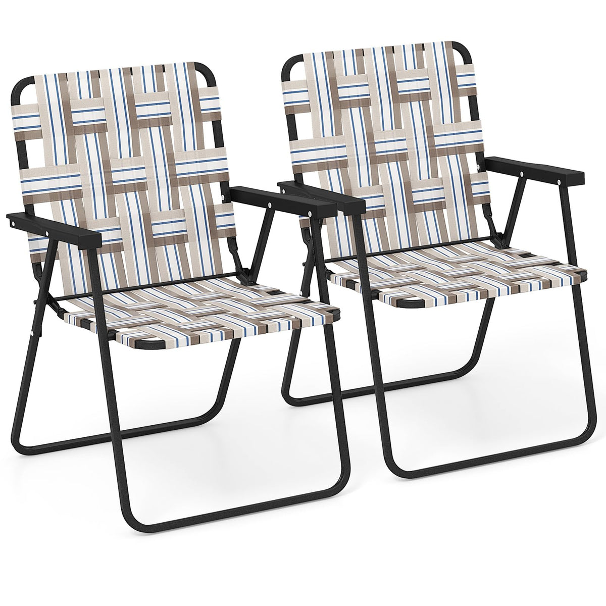 Giantex 2-pack folding director chairs ready for beach lounging and easy portability.