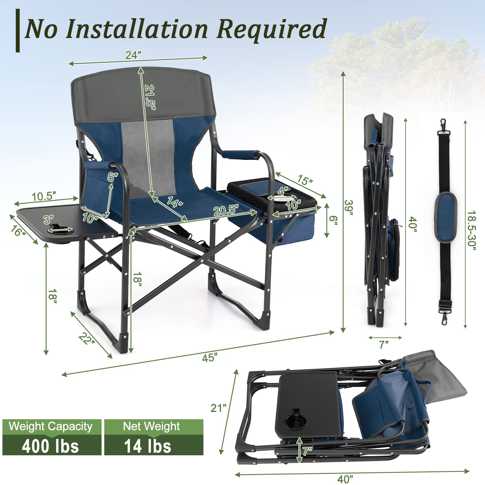 Giantex chair's side pocket stores magazines, snacks or small gear for easy access.