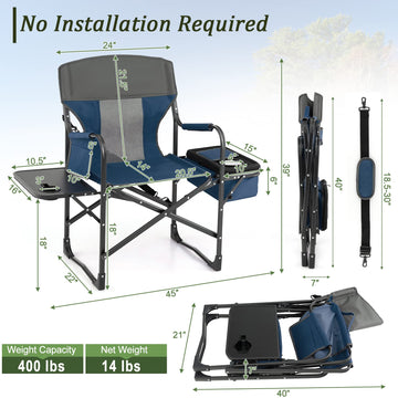 Giantex chair's side pocket stores magazines, snacks or small gear for easy access.