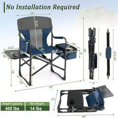 Giantex chair's side pocket stores magazines, snacks or small gear for easy access.