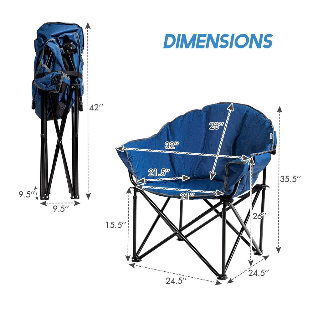 Giantex Camping Chair Navy with stable steel frame supports up to 300 lbs.