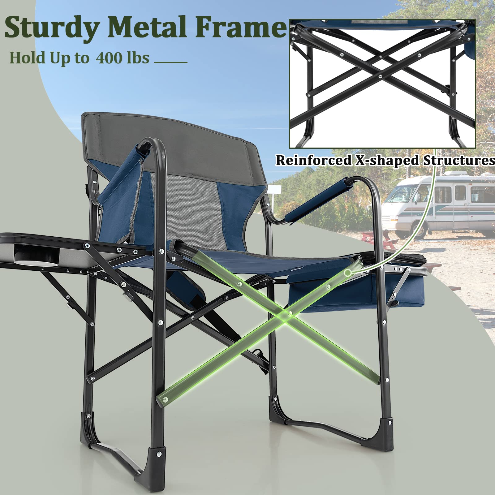 Giantex reinforced X-shaped frame enhances stability on uneven terrain.