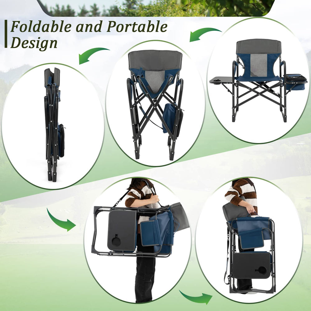 Giantex director chair folds flat with shoulder strap for convenient transport.