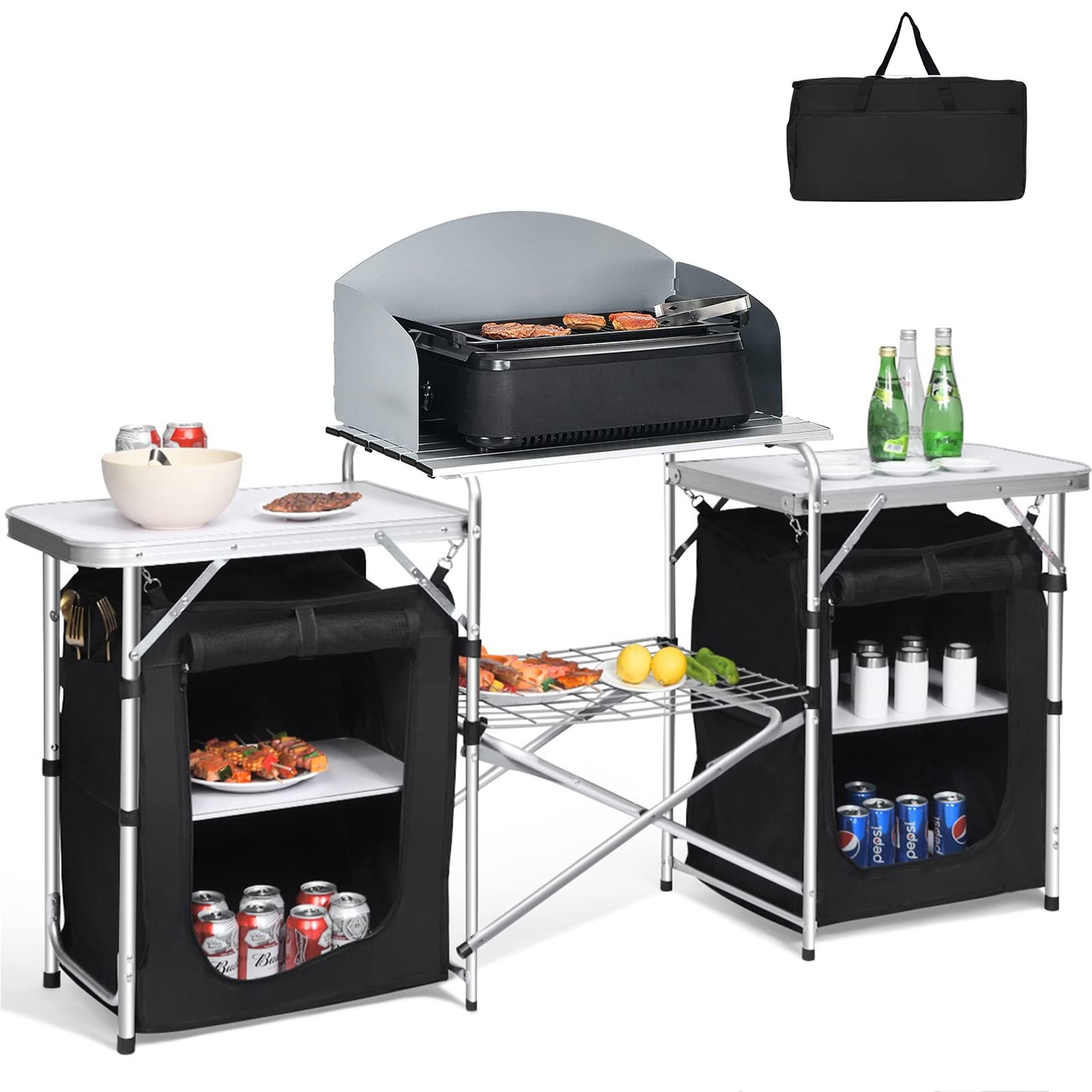 Giantex camping kitchen station with 26-inch tabletop for extra cooking space