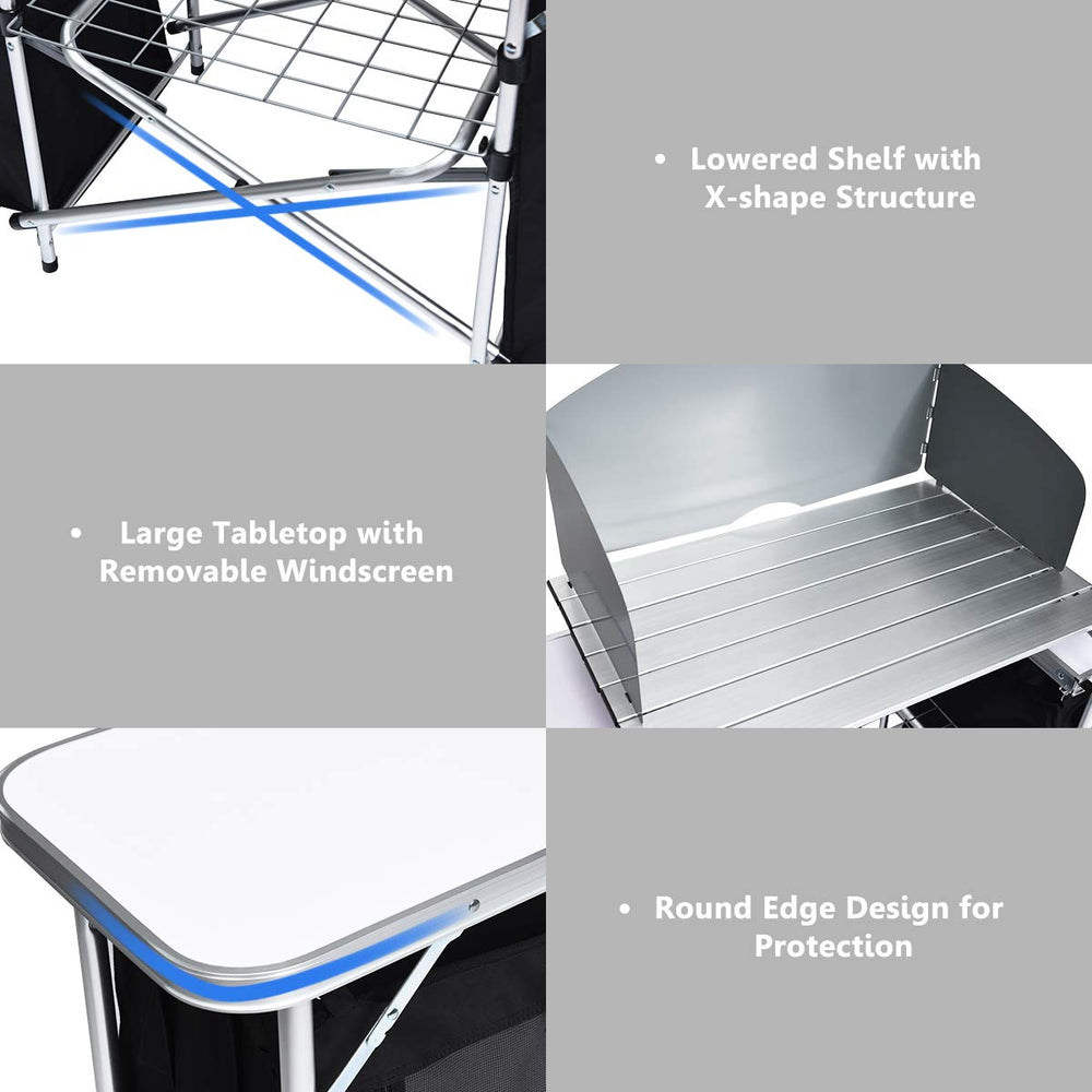 Giantex camping kitchen station folding design enables quick setup