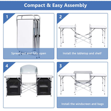 Giantex camping kitchen station non-slip tabletop keeps stove steady