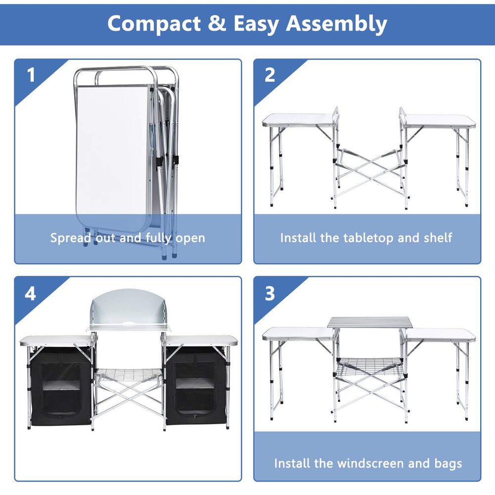 Giantex camping kitchen station non-slip tabletop keeps stove steady