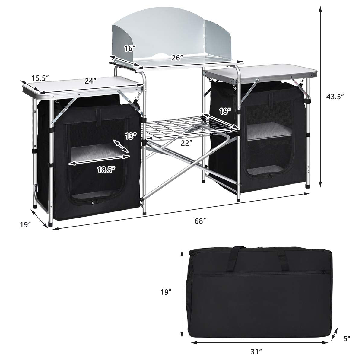 Giantex camping kitchen station side table doubles as utensil holder