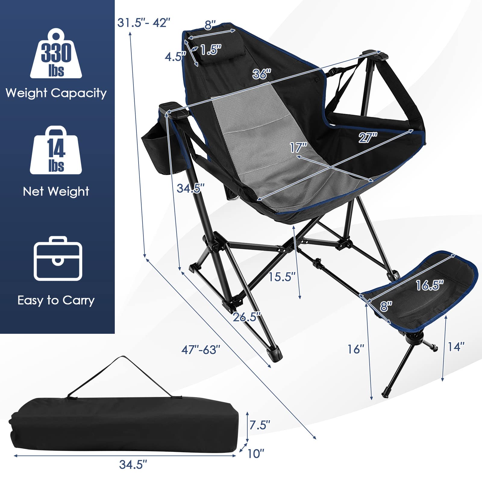 Giantex chair head pillow providing soft neck support outdoors