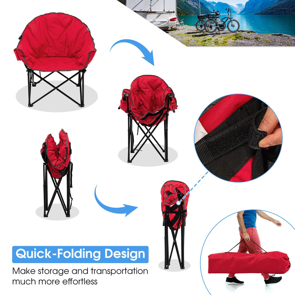 Giantex chair features a cup holder for beverages or phones