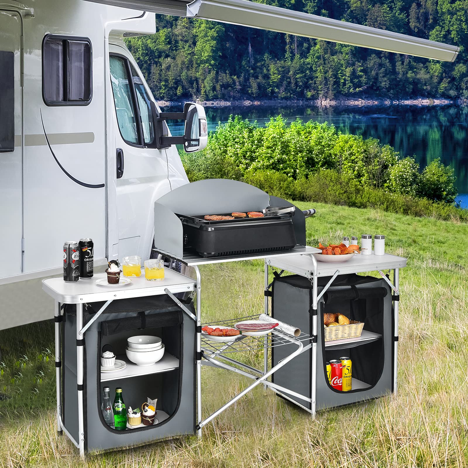 Giantex detachable windscreen offers versatile setup for compact or expanded workspace.