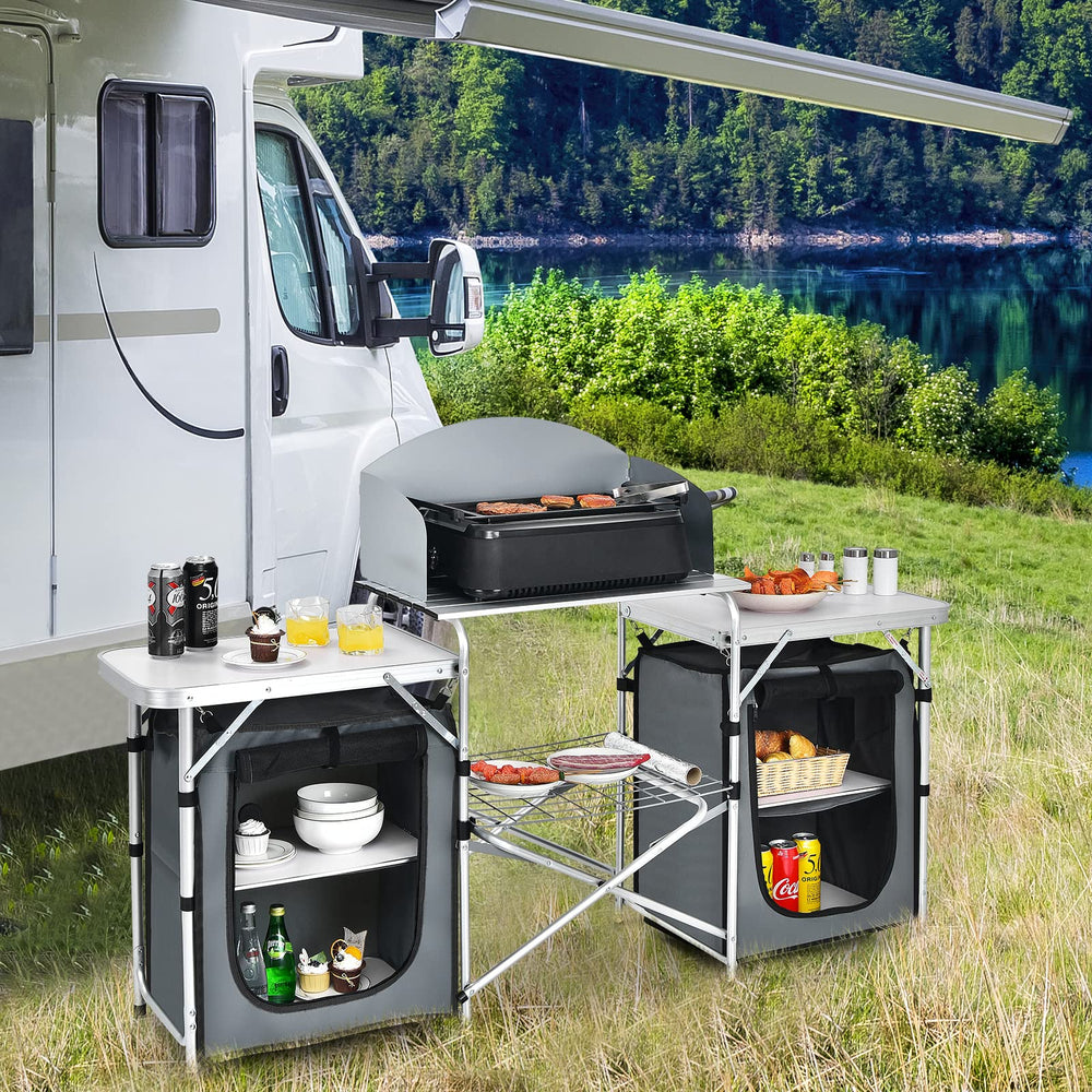 Giantex detachable windscreen offers versatile setup for compact or expanded workspace.