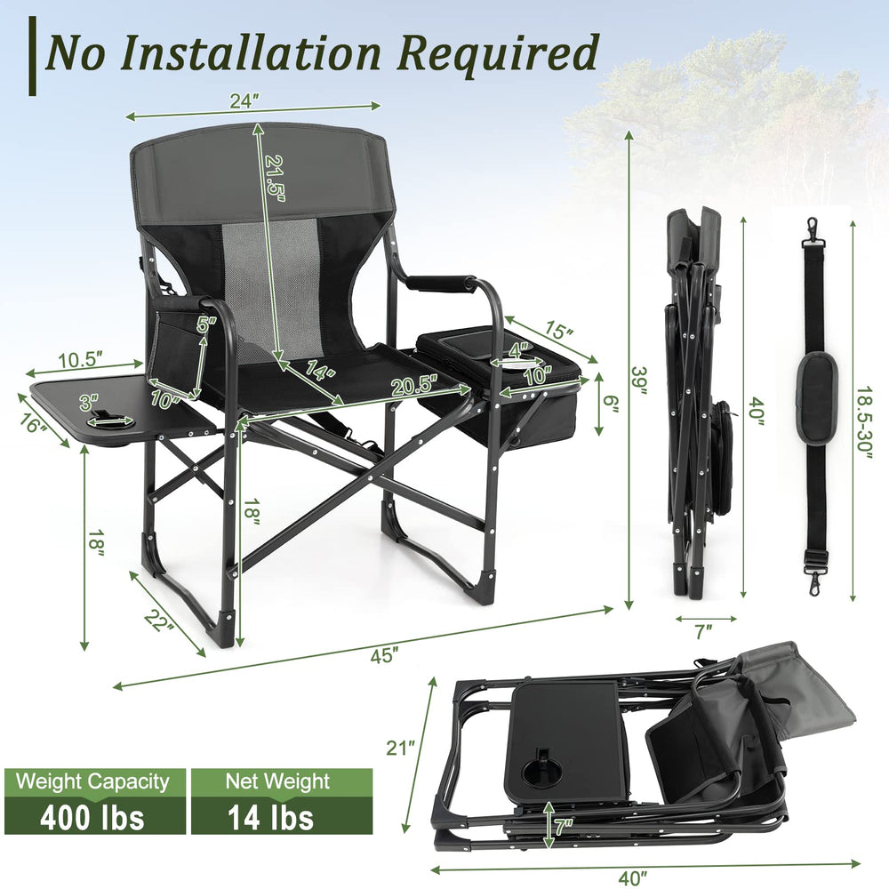 Giantex director chair pocket storage keeps essentials within reach.