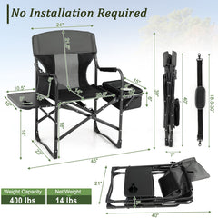 Giantex director chair pocket storage keeps essentials within reach.