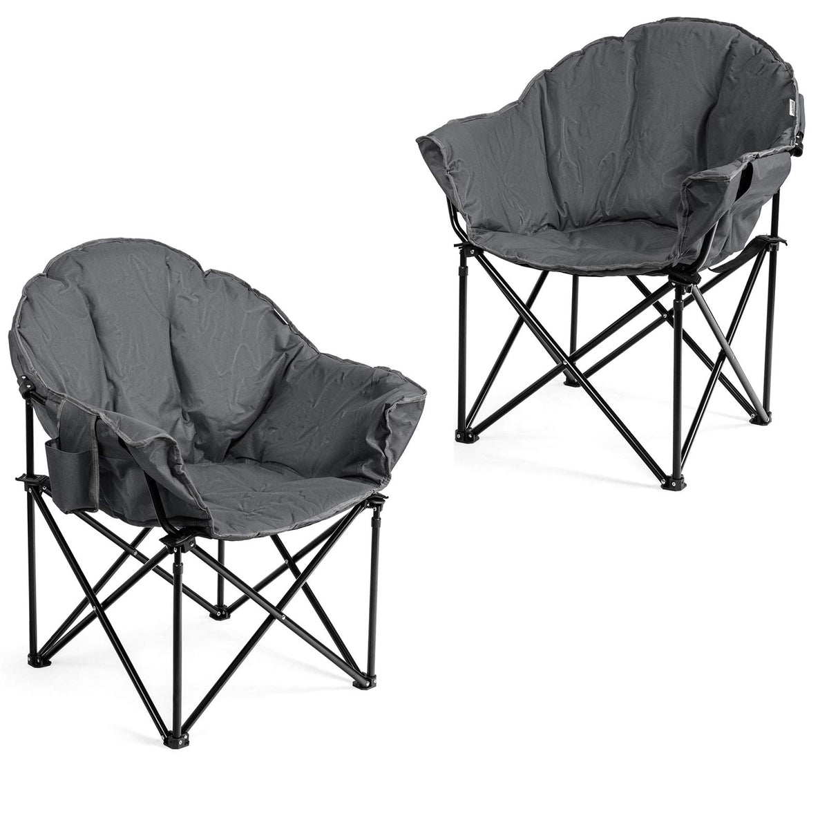 Giantex folding camping chair grey, front view for outdoor seating