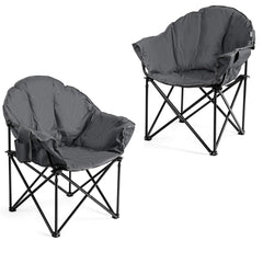 Giantex folding camping chair grey, front view for outdoor seating