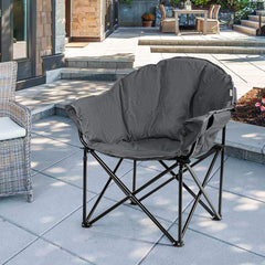 Giantex chair grey side view showing side cup holder for beverages