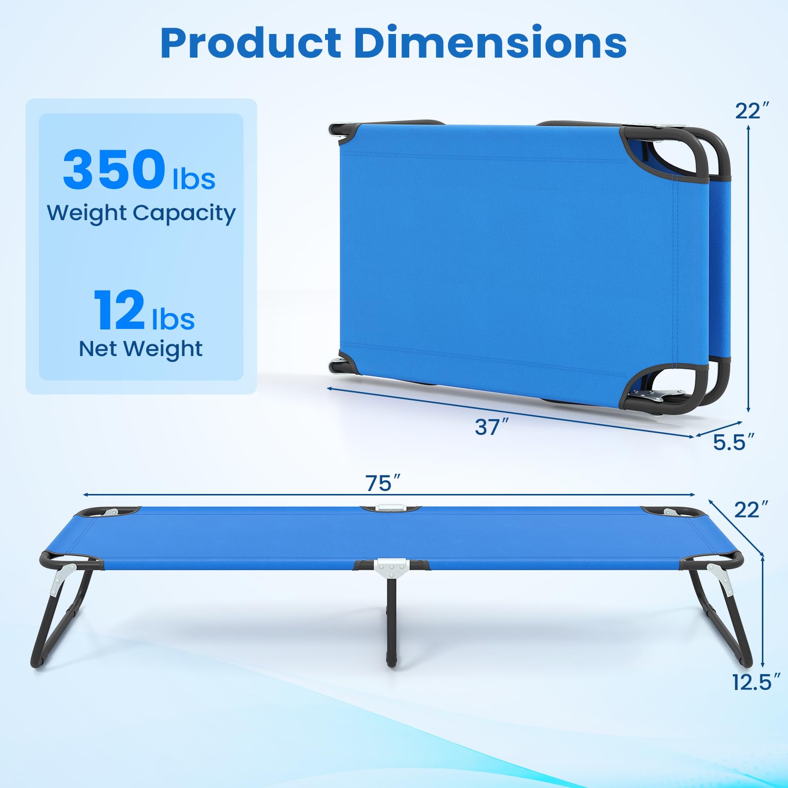 Giantex cot folded compactly for easy storage and travel.