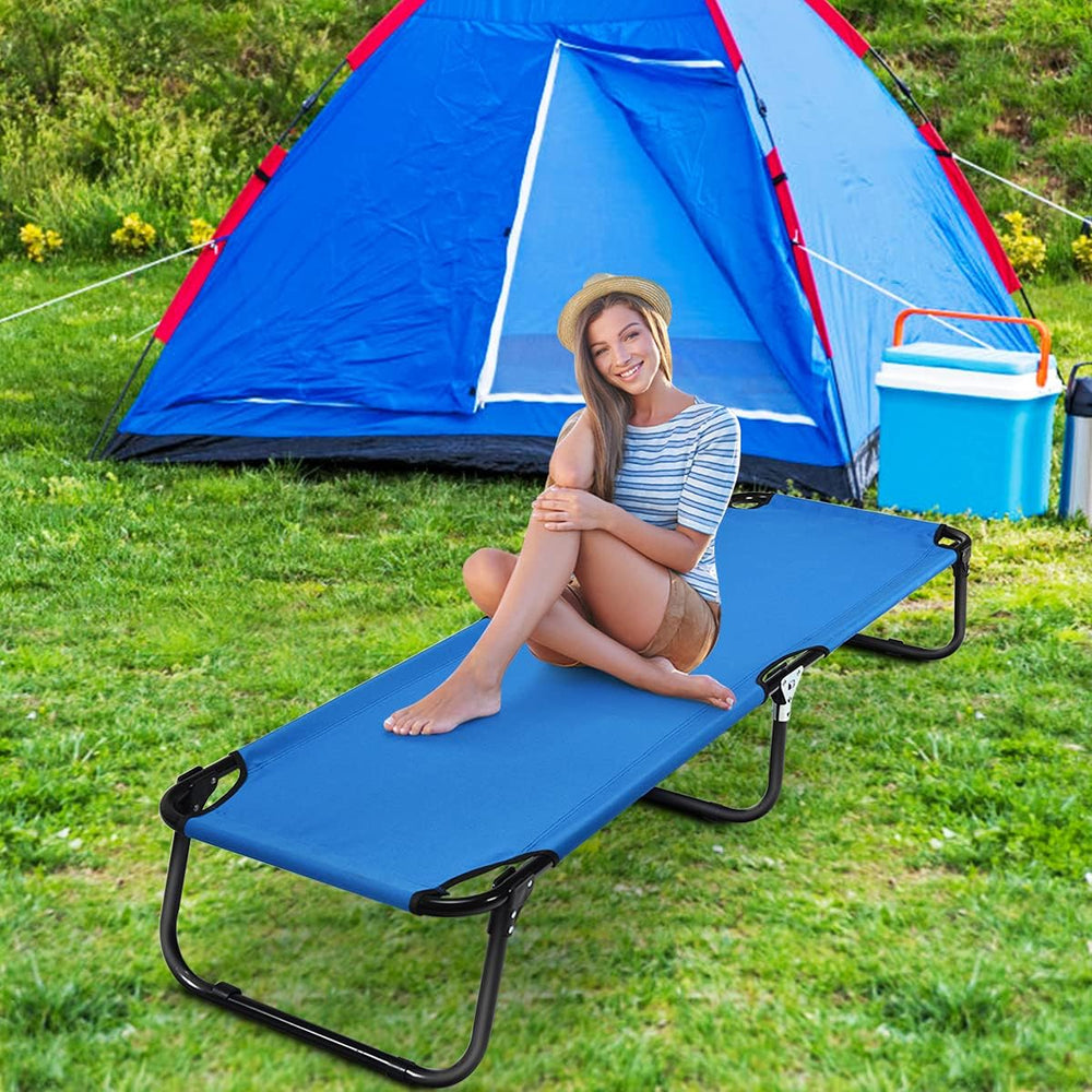 Giantex cot with wear-resistant, waterproof surface for long-term outdoor use.
