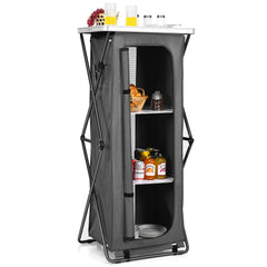 Giantex folding cabinet with compact fold for easy outdoor storage