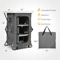 Giantex easy setup folding cabinet opens quickly for effortless outdoor serving.