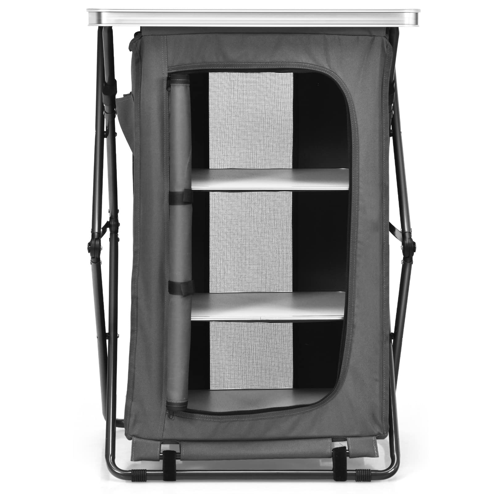 Giantex compact cabinet folds flat for easy storage in sheds or trunks.