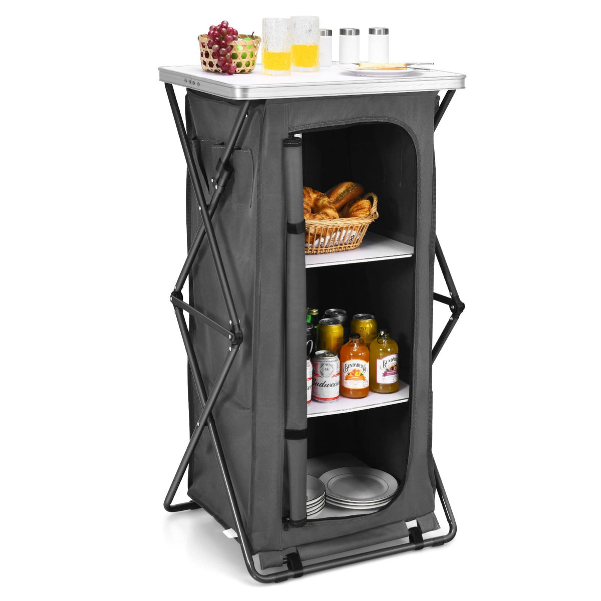 Giantex folding camping storage cabinet for compact, portable outdoor use