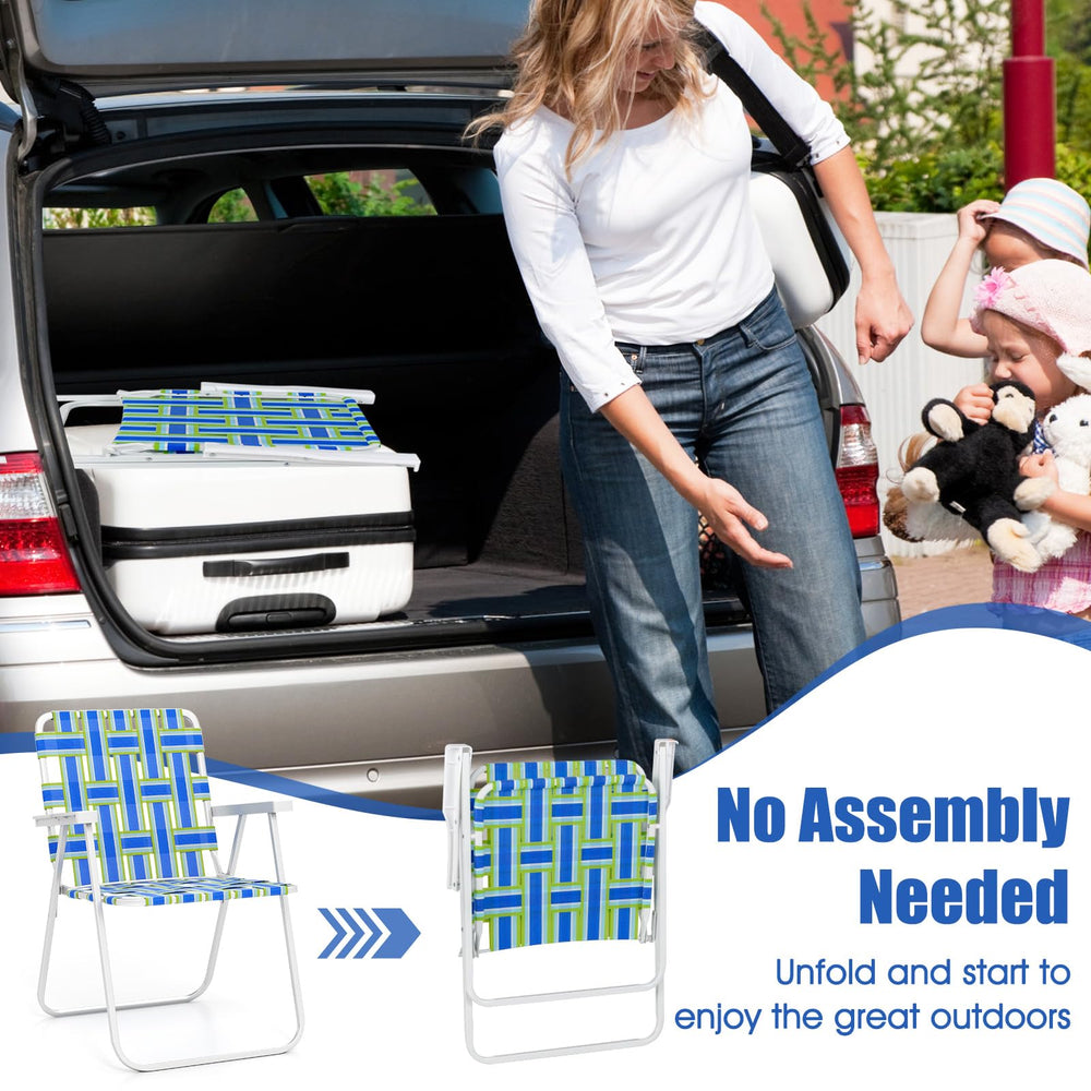 Giantex blue chairs folded for compact storage in trunk or shelf