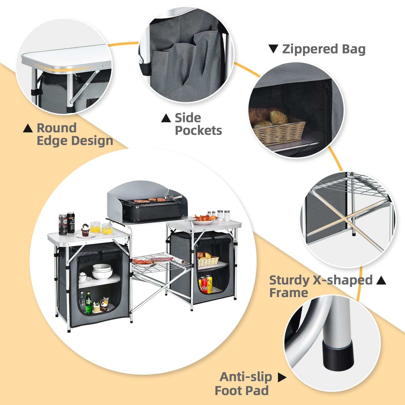 Giantex folding design with carrying bag enables quick setup and portability.