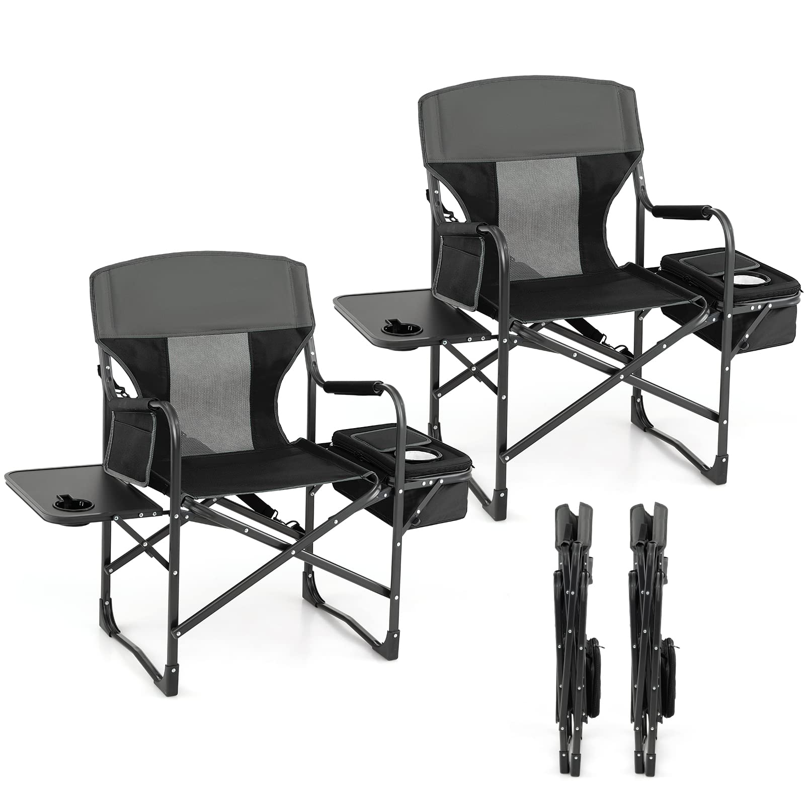 Giantex folding director's chair with side table for convenient outdoor seating.