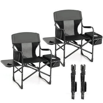 Giantex folding director's chair with side table for convenient outdoor seating.