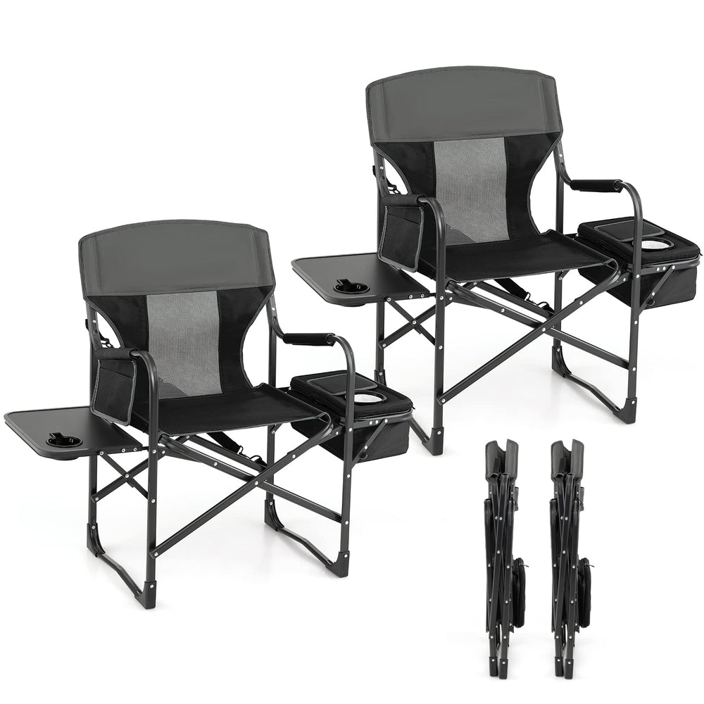 Giantex folding director's chair with side table for convenient outdoor seating.