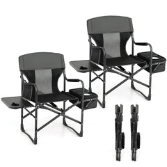 Giantex folding director's chair with side table for convenient outdoor seating.