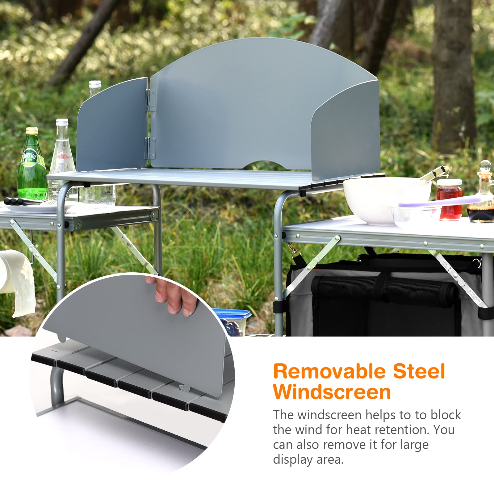 Giantex folding grill table steel frame and aluminum top for durability