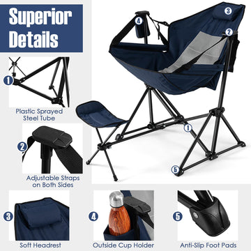Giantex steel frame ensures stable seating on various outdoor surfaces