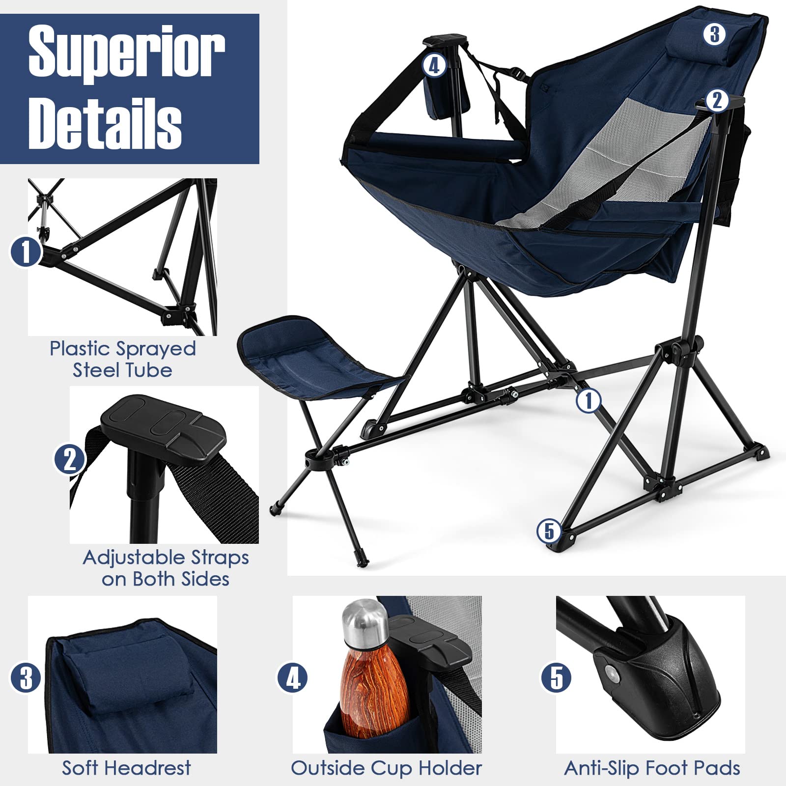 Giantex hammock chair storage bag keeps essentials organized during outdoor use.