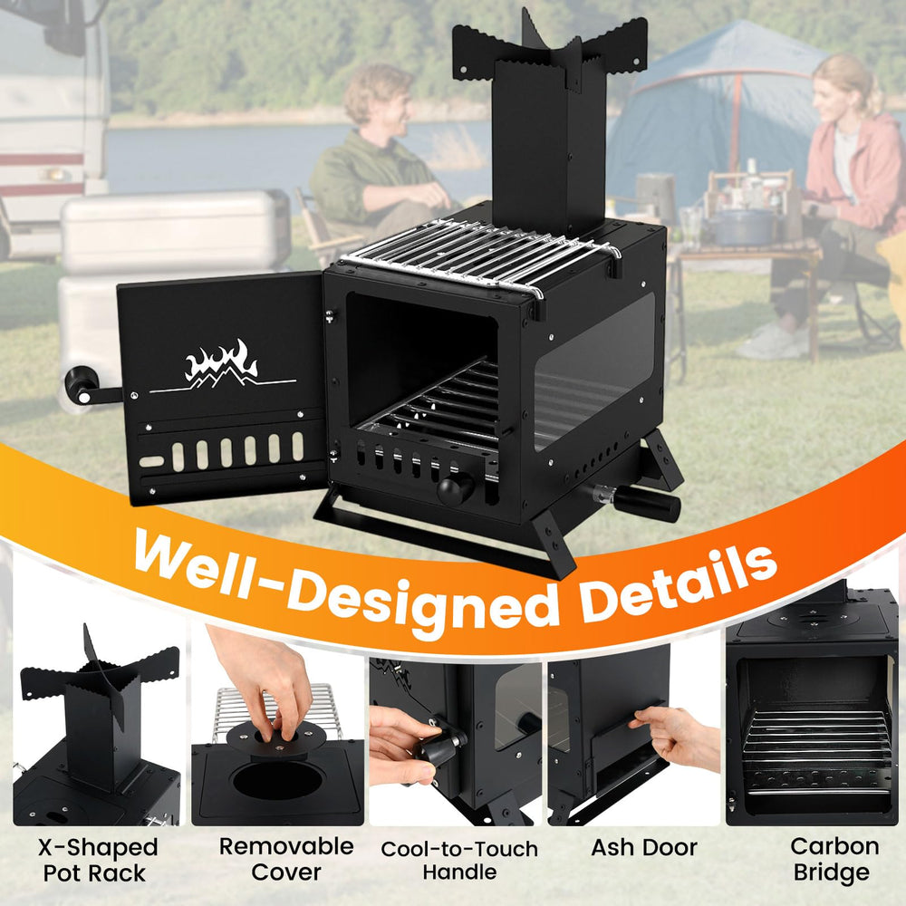 Giantex heat-resistant body detail emphasizes durable steel for long outdoor use.