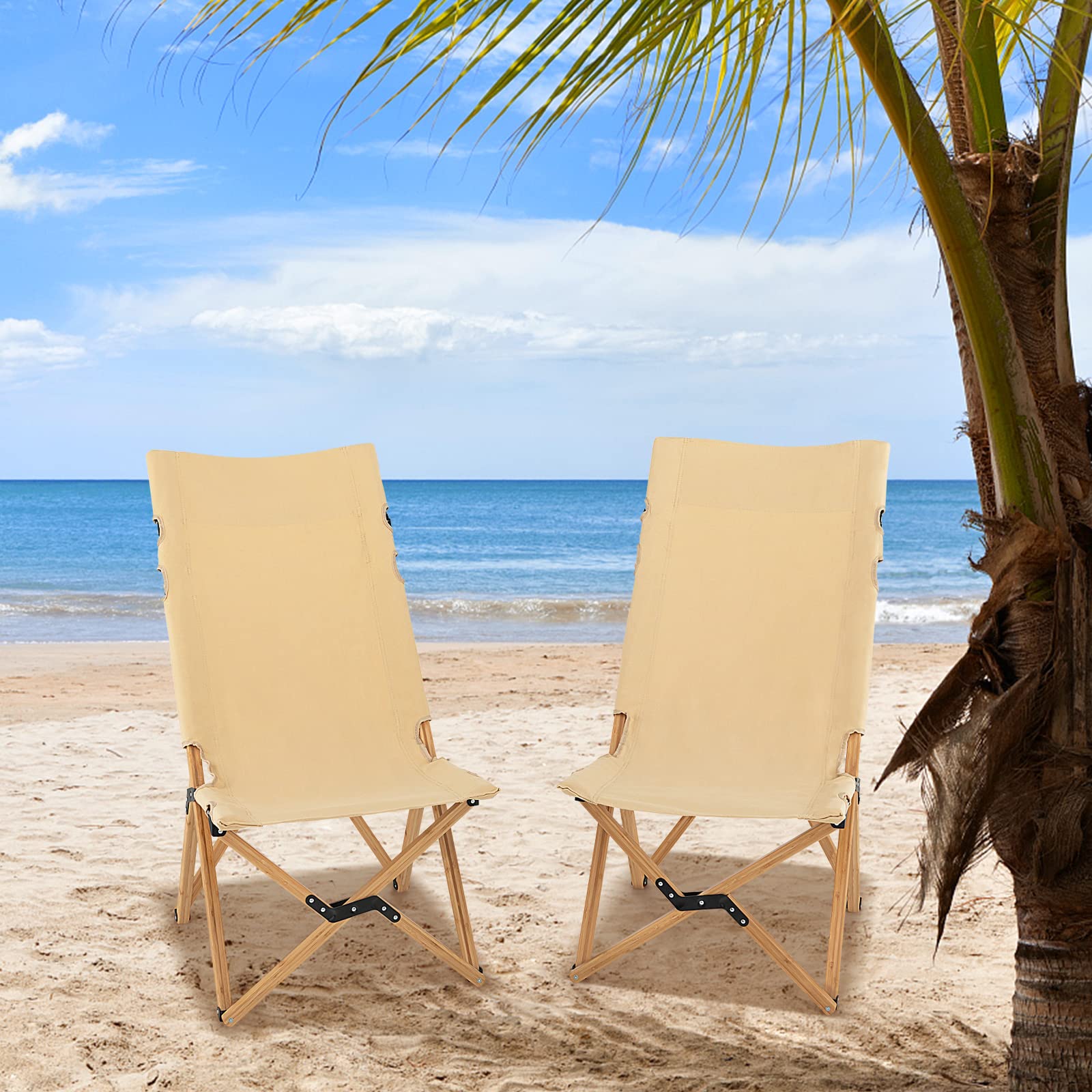 Giantex lightweight beige chair ideal for fishing trips and leisure