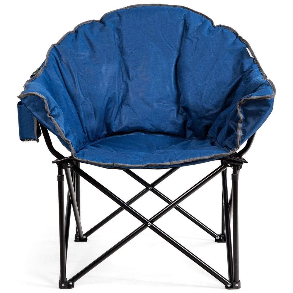 Giantex Moon Saucer Chair Navy ergonomic high backrest for better support.