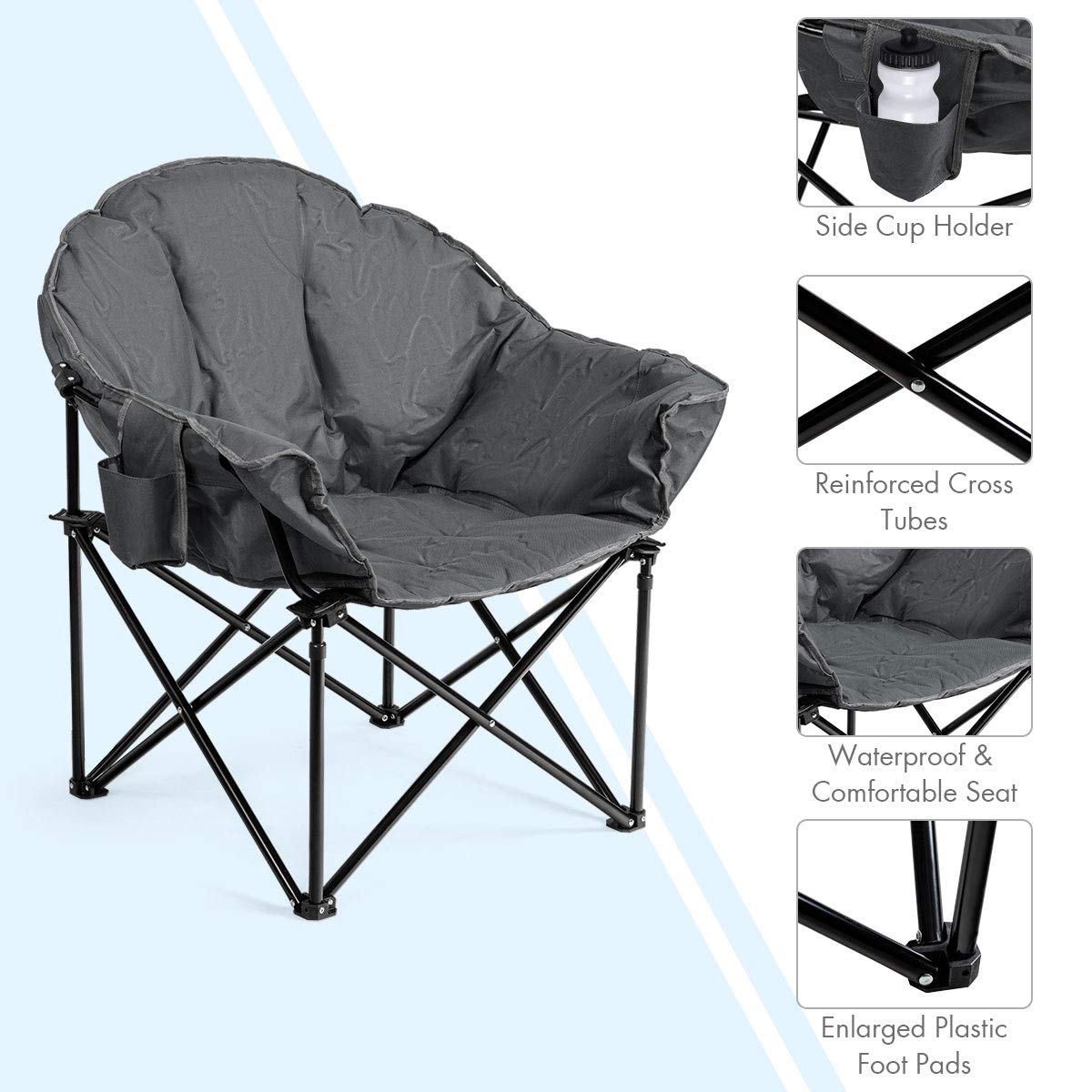 Giantex Moon Saucer Chair soft padded seat for comfortable outdoor seating.