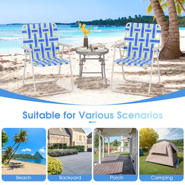 Giantex outdoor use blue chair suitable for camping and patio.